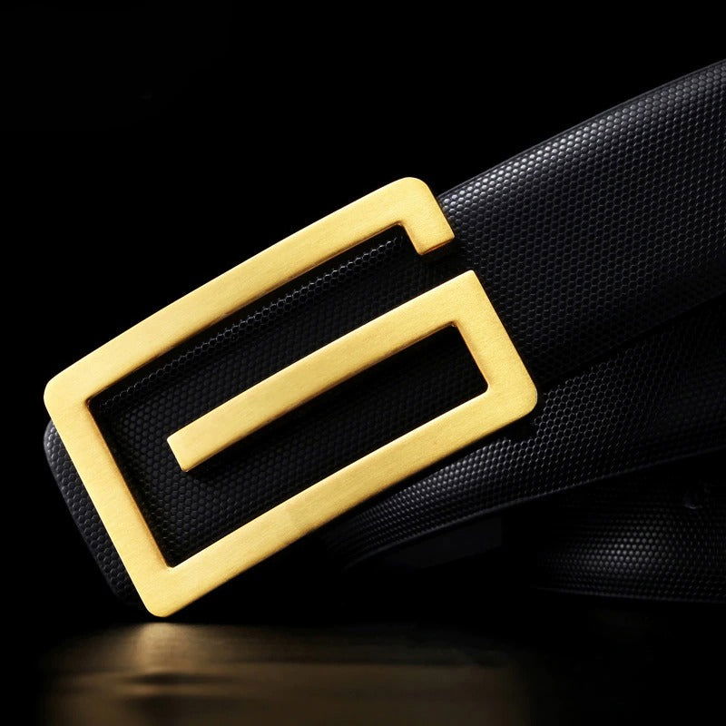 Jack Marc Designer Smooth G Buckle Leather belt For Men - JACKMARC.COM