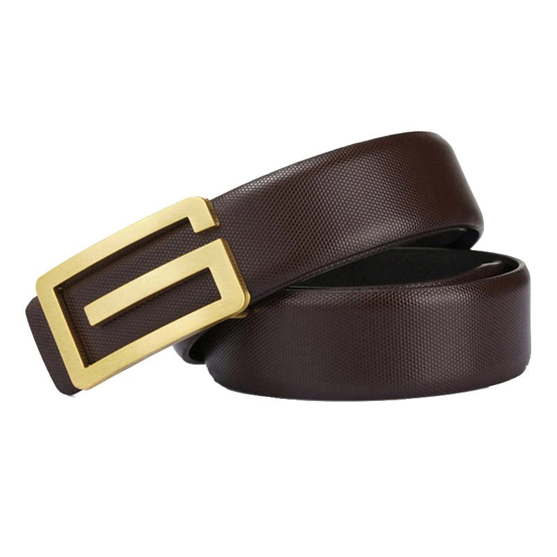 Jack Marc Designer Smooth G Buckle Leather belt For Men - JACKMARC.COM