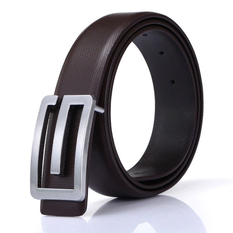 Jack Marc Designer Smooth G Buckle Leather belt For Men - JACKMARC.COM