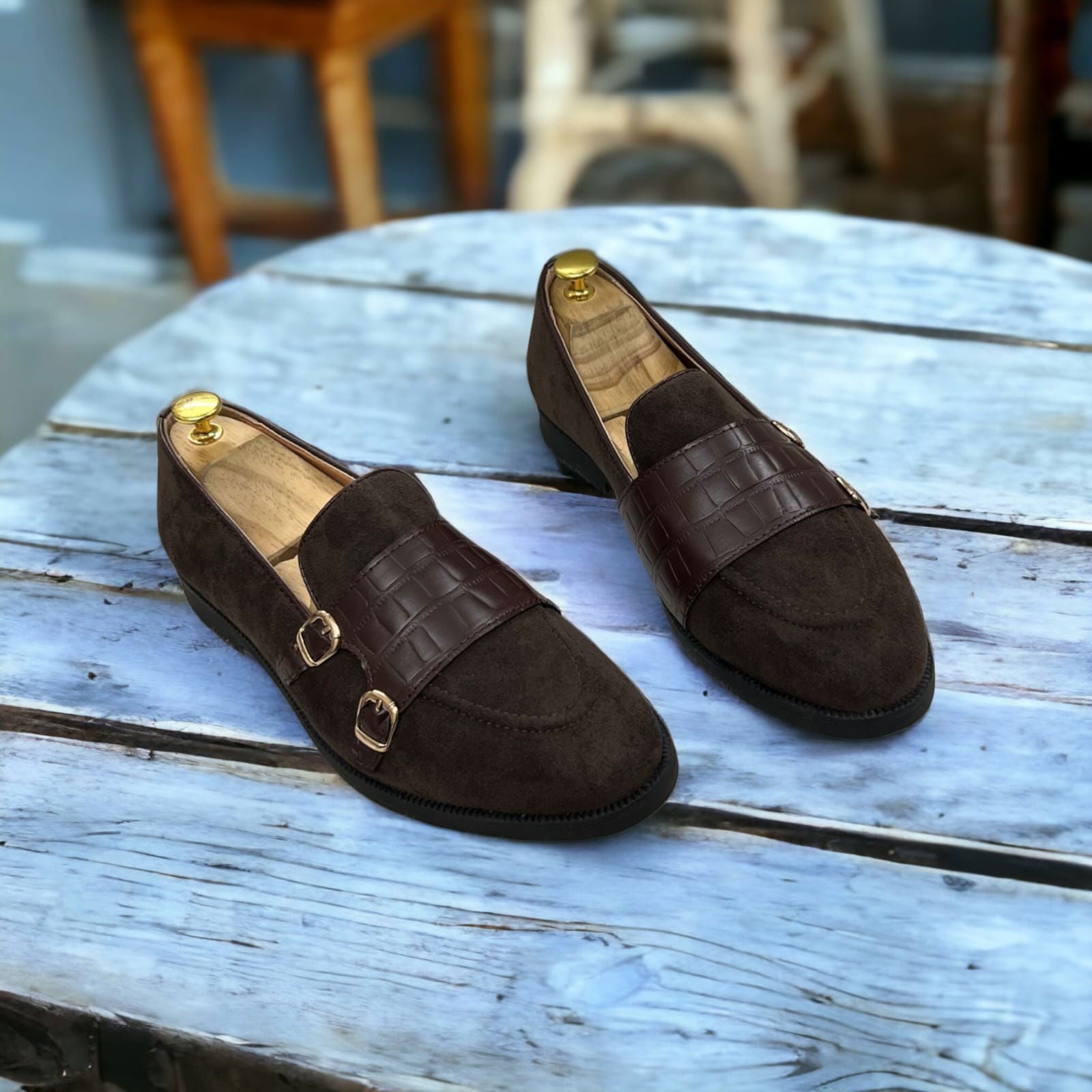 Jack Marc Double Monk Suede Shoes For Men - JACKMARC.COM