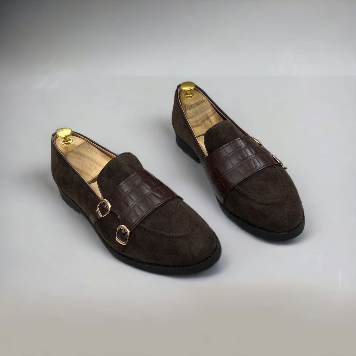 Jack Marc Double Monk Suede Shoes For Men - JACKMARC.COM