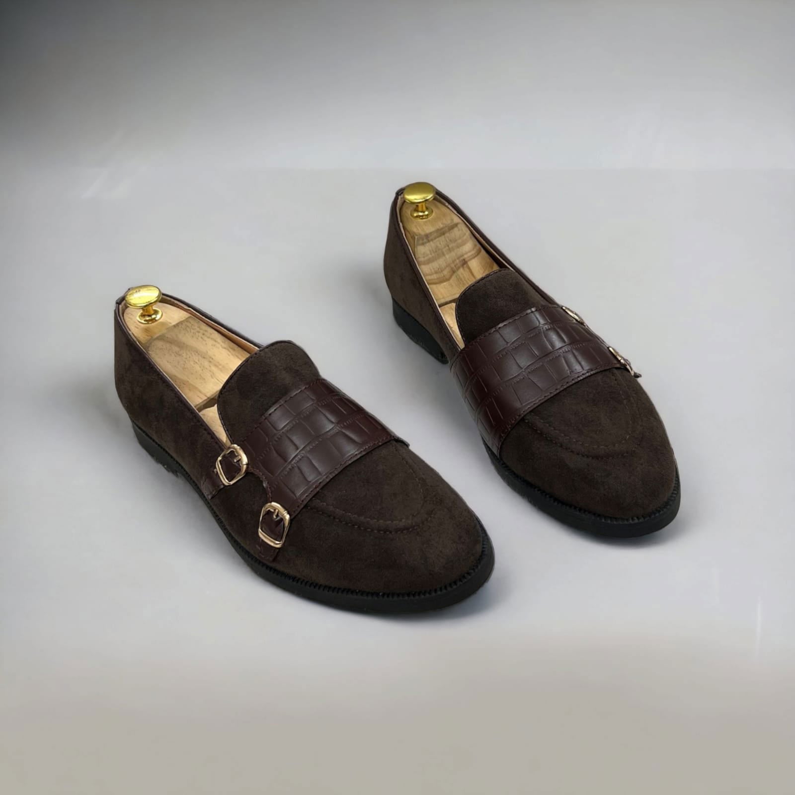 Jack Marc Double Monk Suede Shoes For Men - JACKMARC.COM