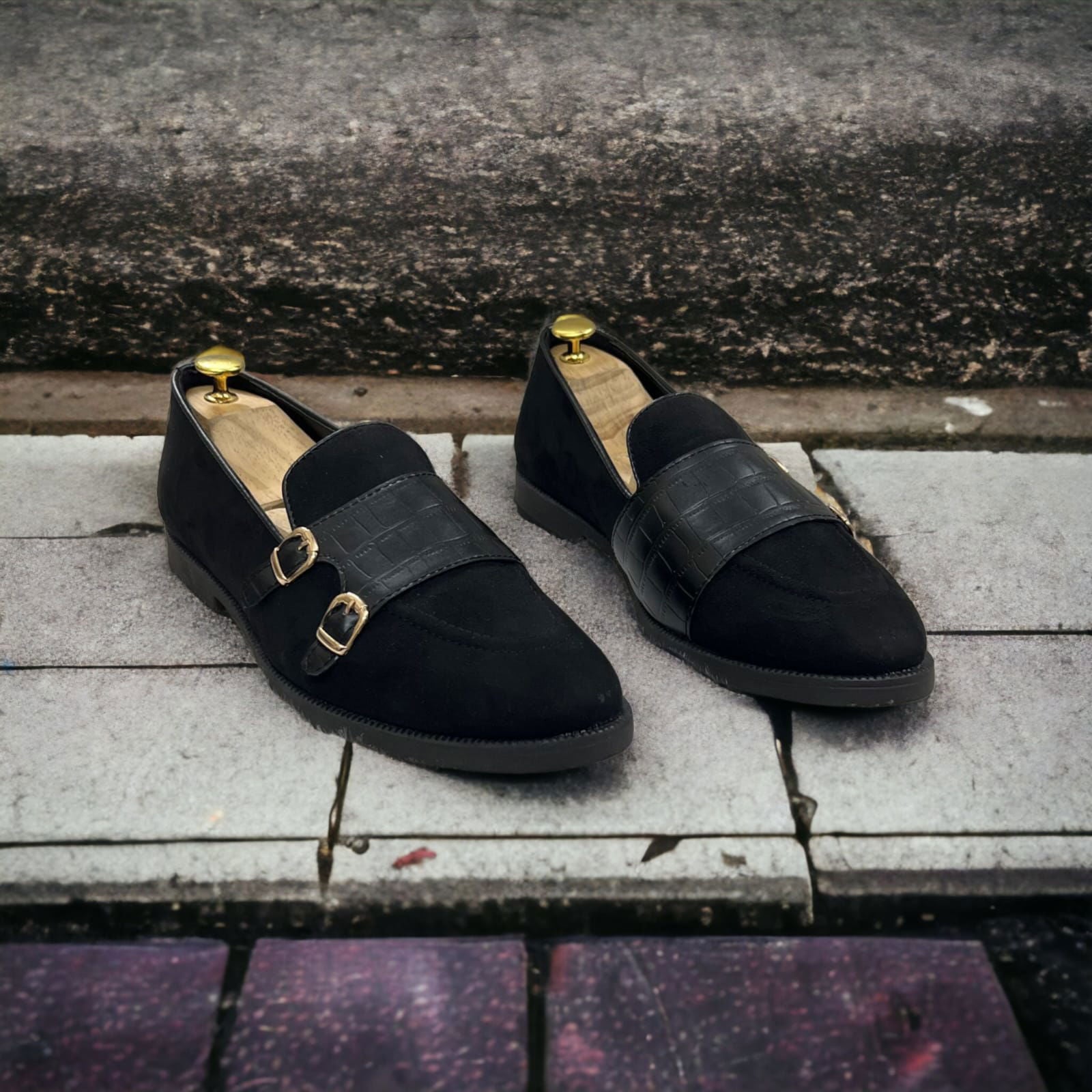 Jack Marc Double Monk Suede Shoes For Men - JACKMARC.COM