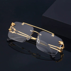 Jack Marc Fashion Leopard Rimless Sunglasses - JACKMARC.COM