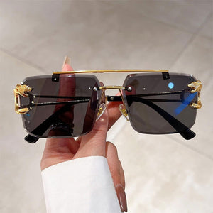 Jack Marc Fashion Leopard Rimless Sunglasses - JACKMARC.COM