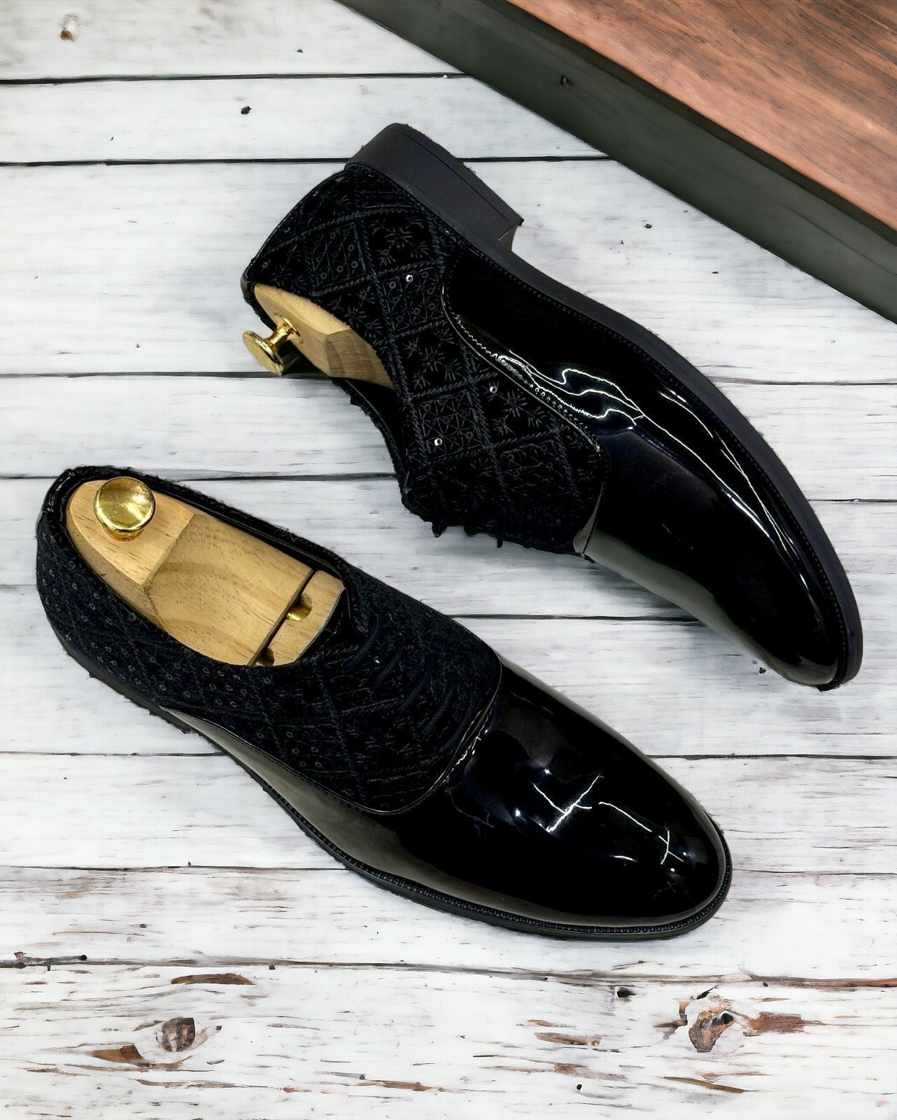 Jack Marc Fashion Shiny Shimmer Lace-Up Black Dress Shoes for Men - JACKMARC.COM