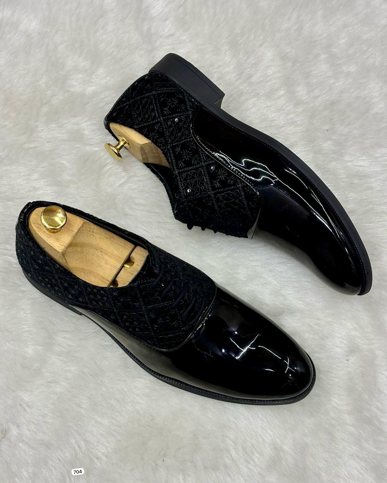 Jack Marc Fashion Shiny Shimmer Lace-Up Black Dress Shoes for Men - JACKMARC.COM