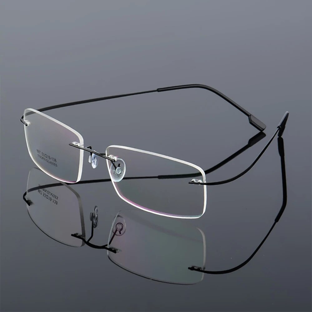  Fashion ultralight rimless memory titanium glasses 