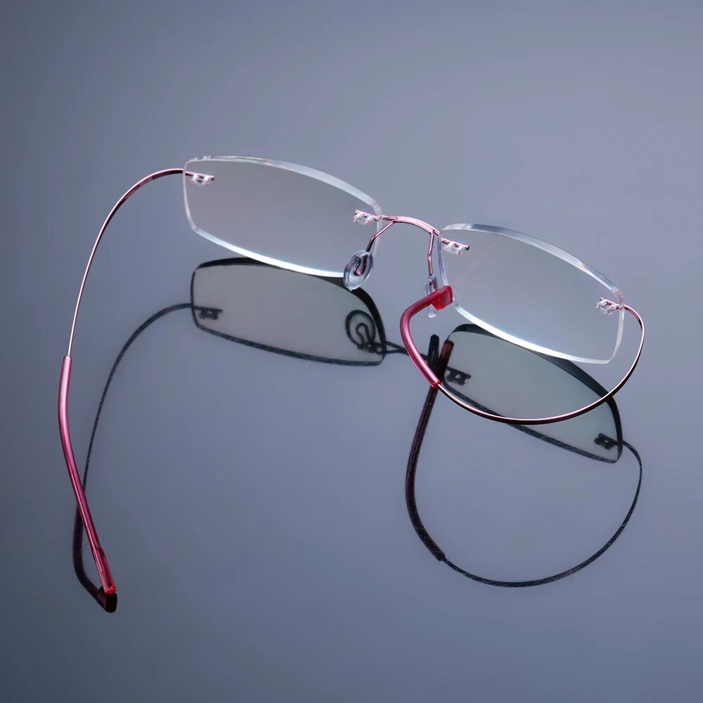  Fashion ultralight rimless memory titanium glasses 