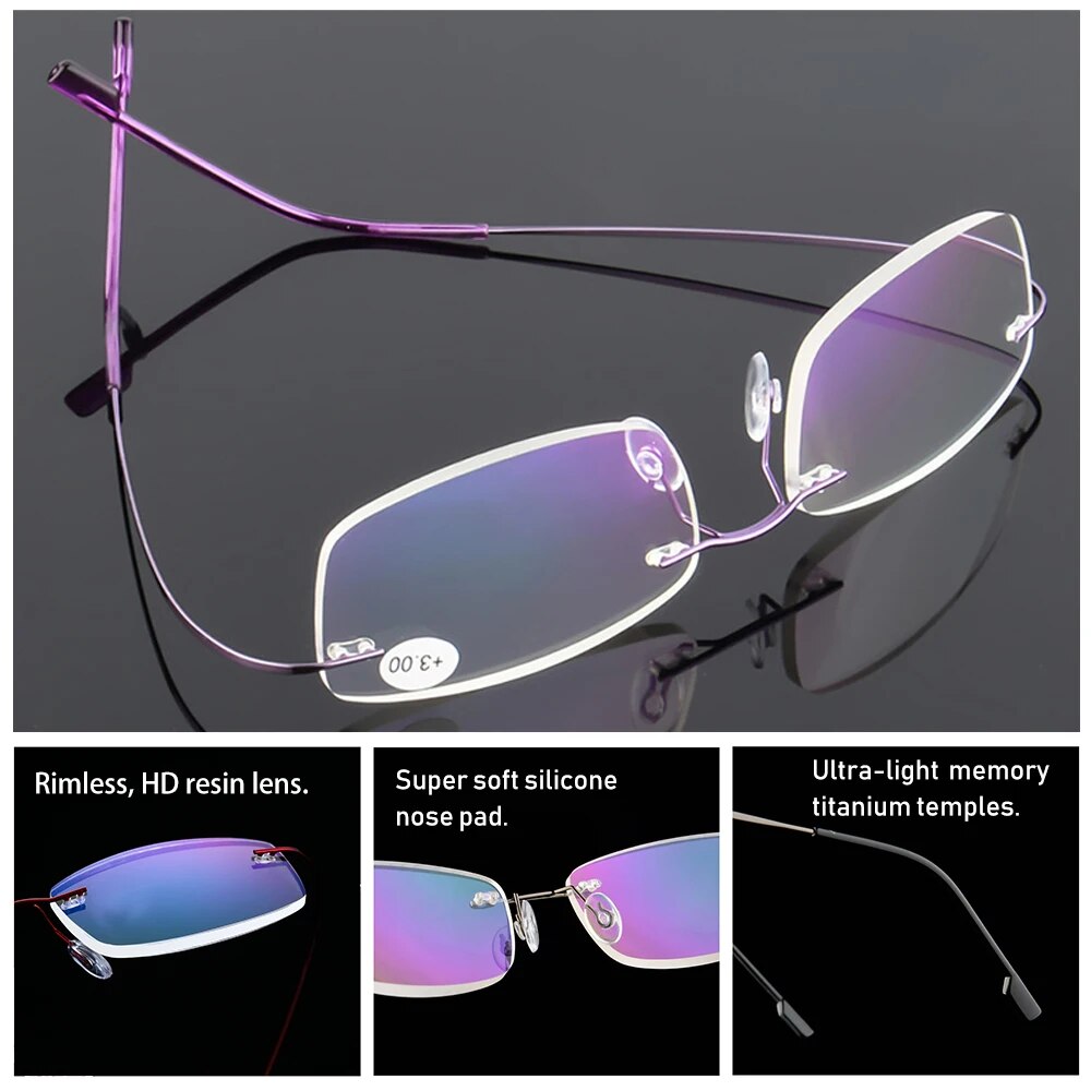  Fashion ultralight rimless memory titanium glasses 
