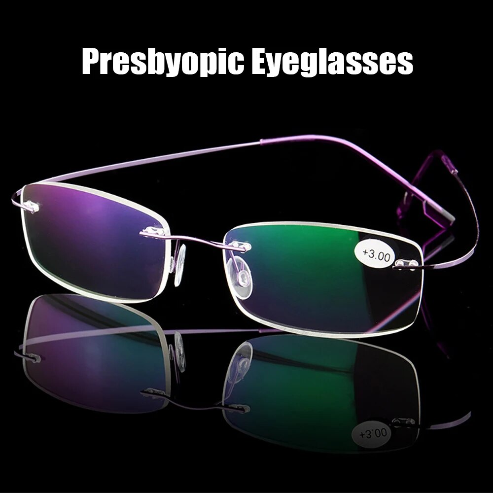  Fashion ultralight rimless memory titanium glasses 