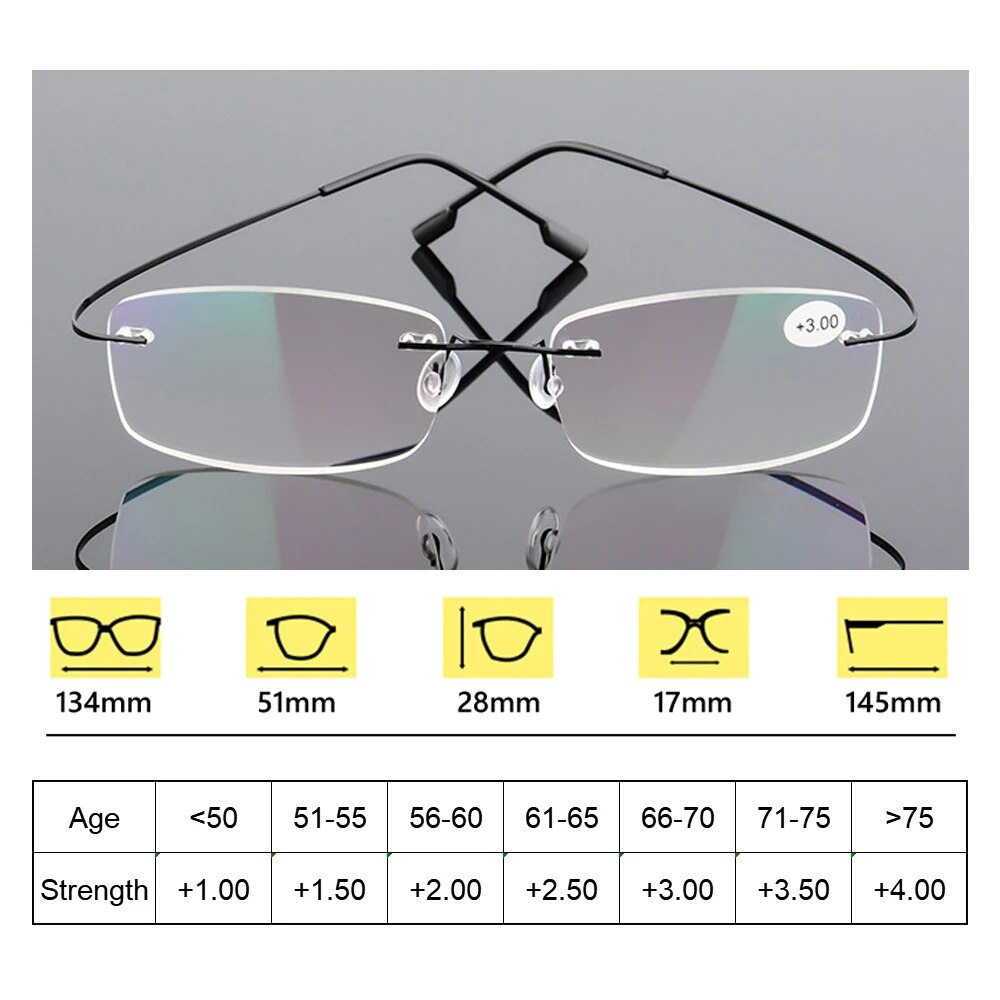  Fashion ultralight rimless memory titanium glasses 