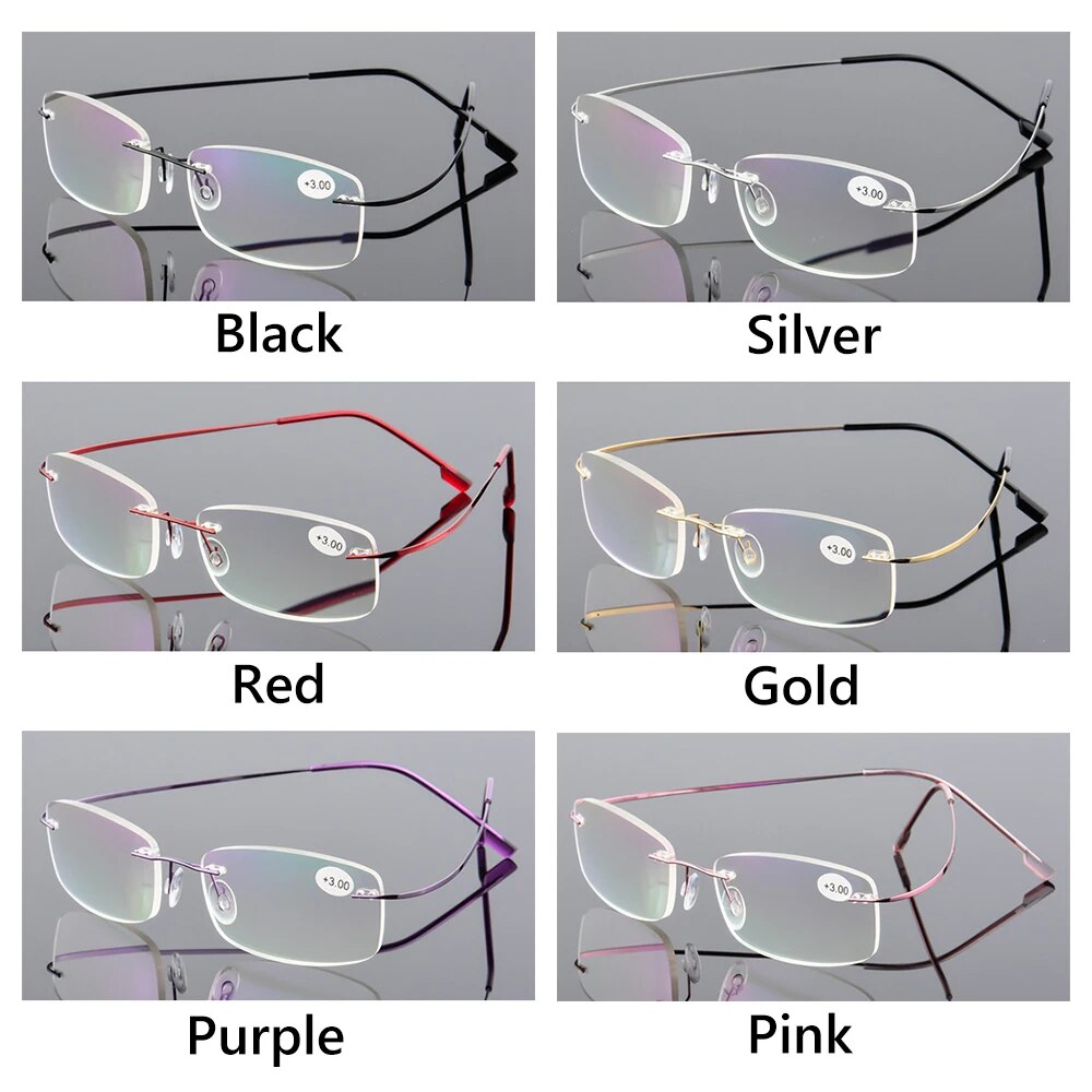  Fashion ultralight rimless memory titanium glasses 