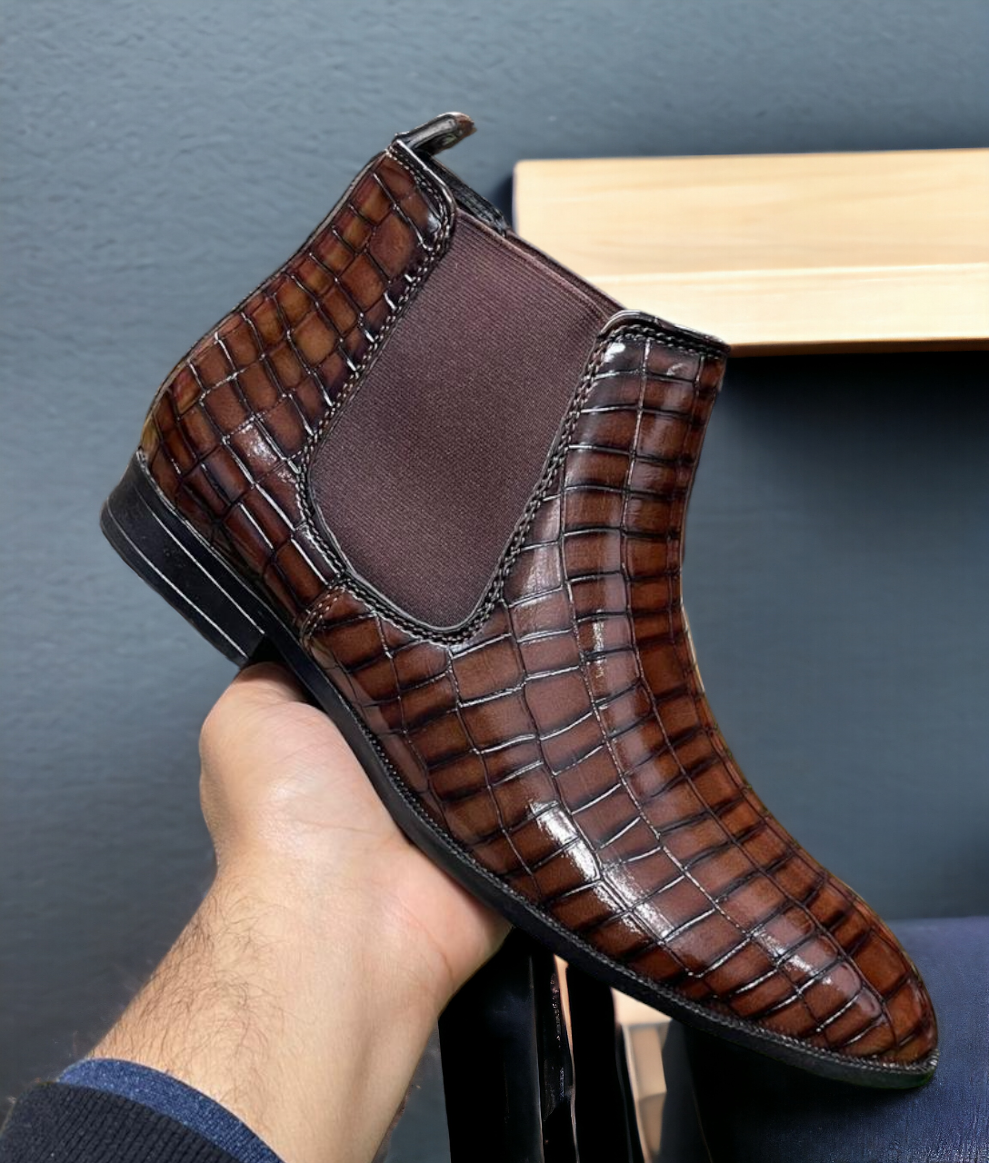 Jack Marc Faux Leather Crocs Chelsea Boots Perfect Fit for Every Occasion - JACKMARC.COM