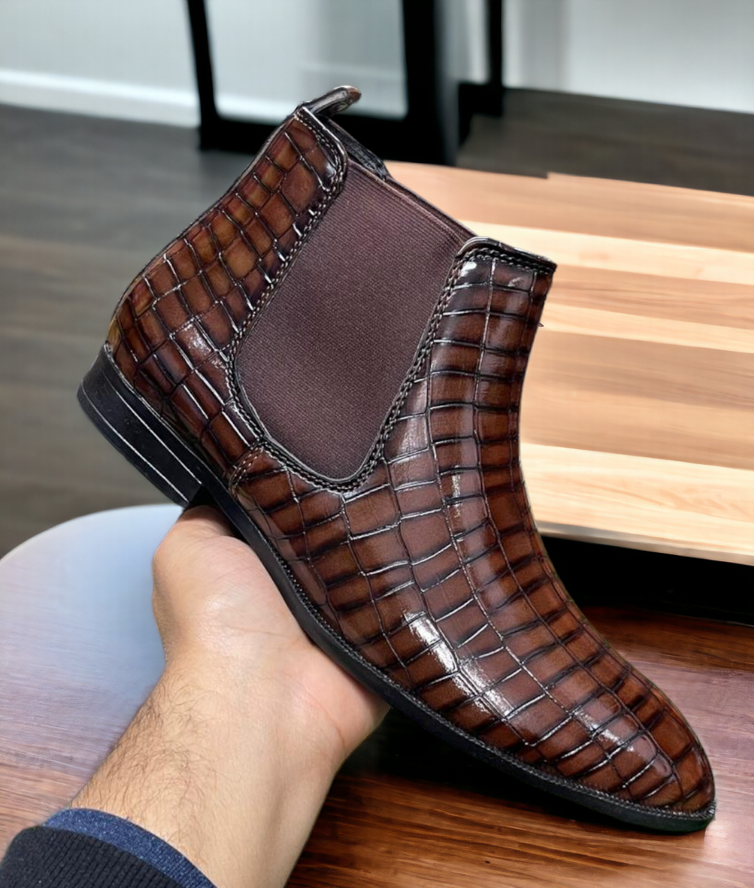 Jack Marc Faux Leather Crocs Chelsea Boots Perfect Fit for Every Occasion - JACKMARC.COM