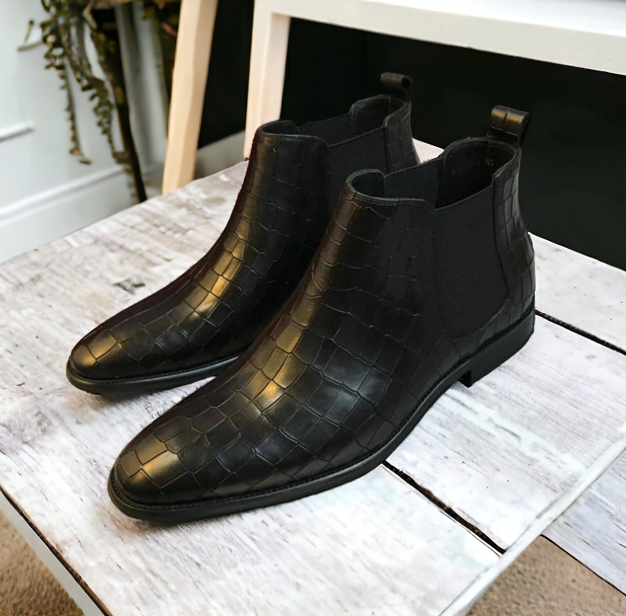 Jack Marc Faux Leather Crocs Chelsea Boots Perfect Fit for Every Occasion - JACKMARC.COM