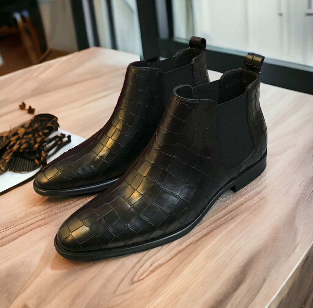 Jack Marc Faux Leather Crocs Chelsea Boots Perfect Fit for Every Occasion - JACKMARC.COM