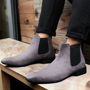 Jack Marc Grey Chelsea Suede Boots - JACKMARC.COM