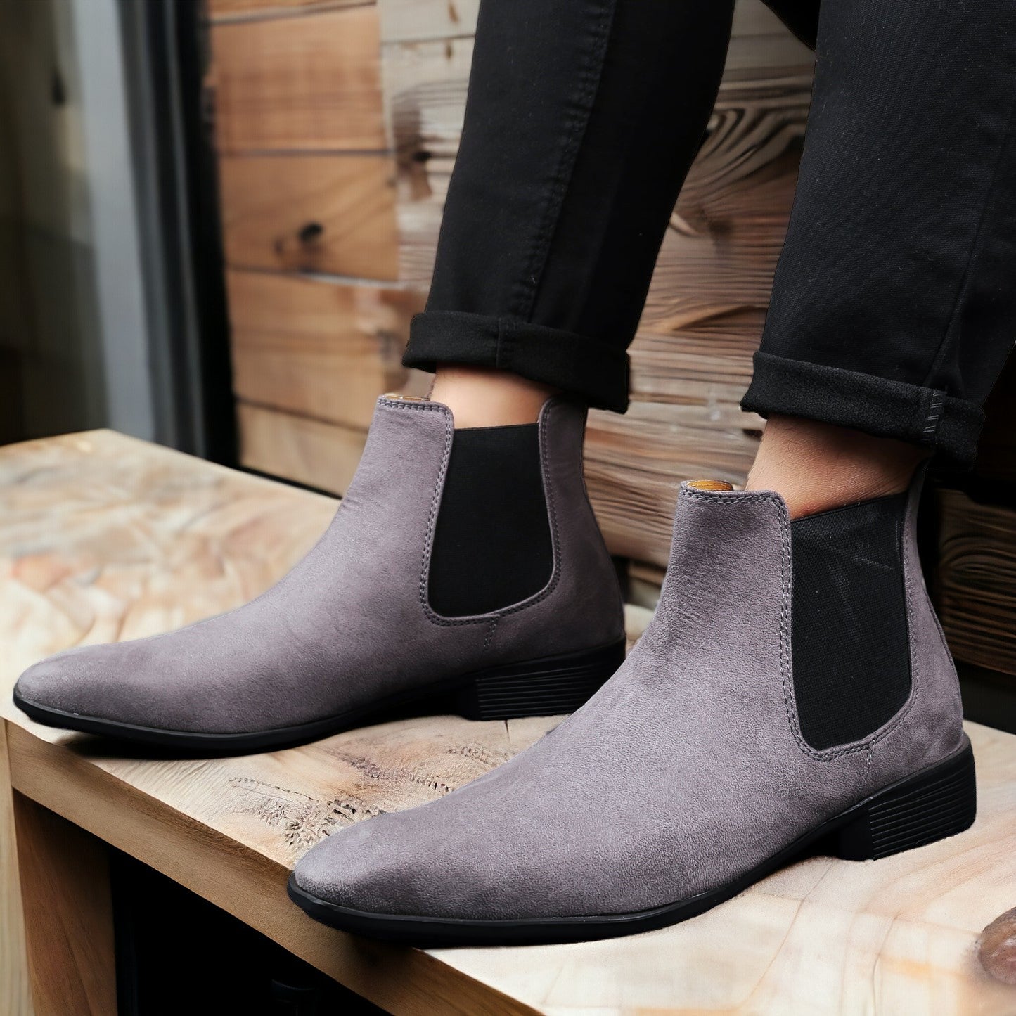 Men's Wedding Wear Chelsea Suede Boots – Elegant Stylish Choice