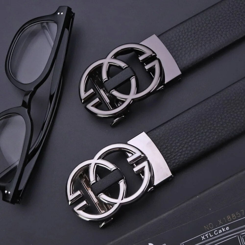 Jack Marc Men's Automatic Leather Business Vintage Designer Belt - JACKMARC.COM