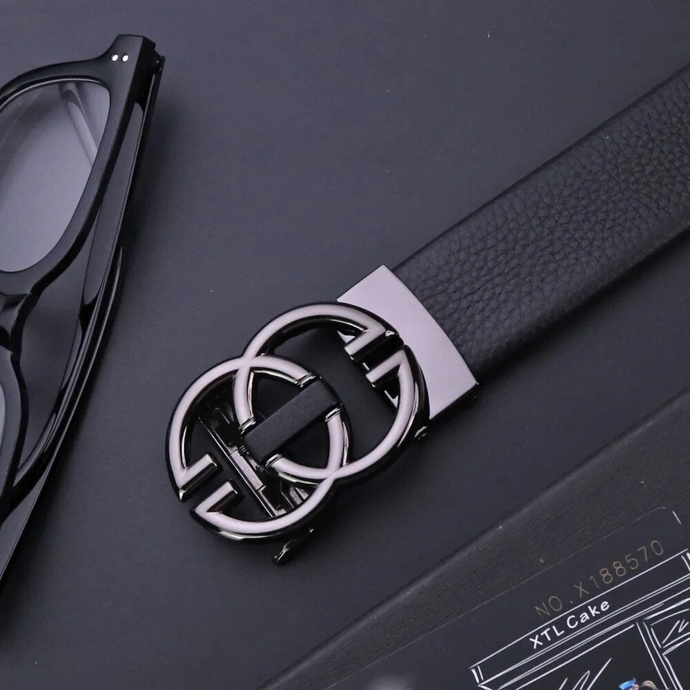 Jack Marc Men's Automatic Leather Business Vintage Designer Belt - JACKMARC.COM