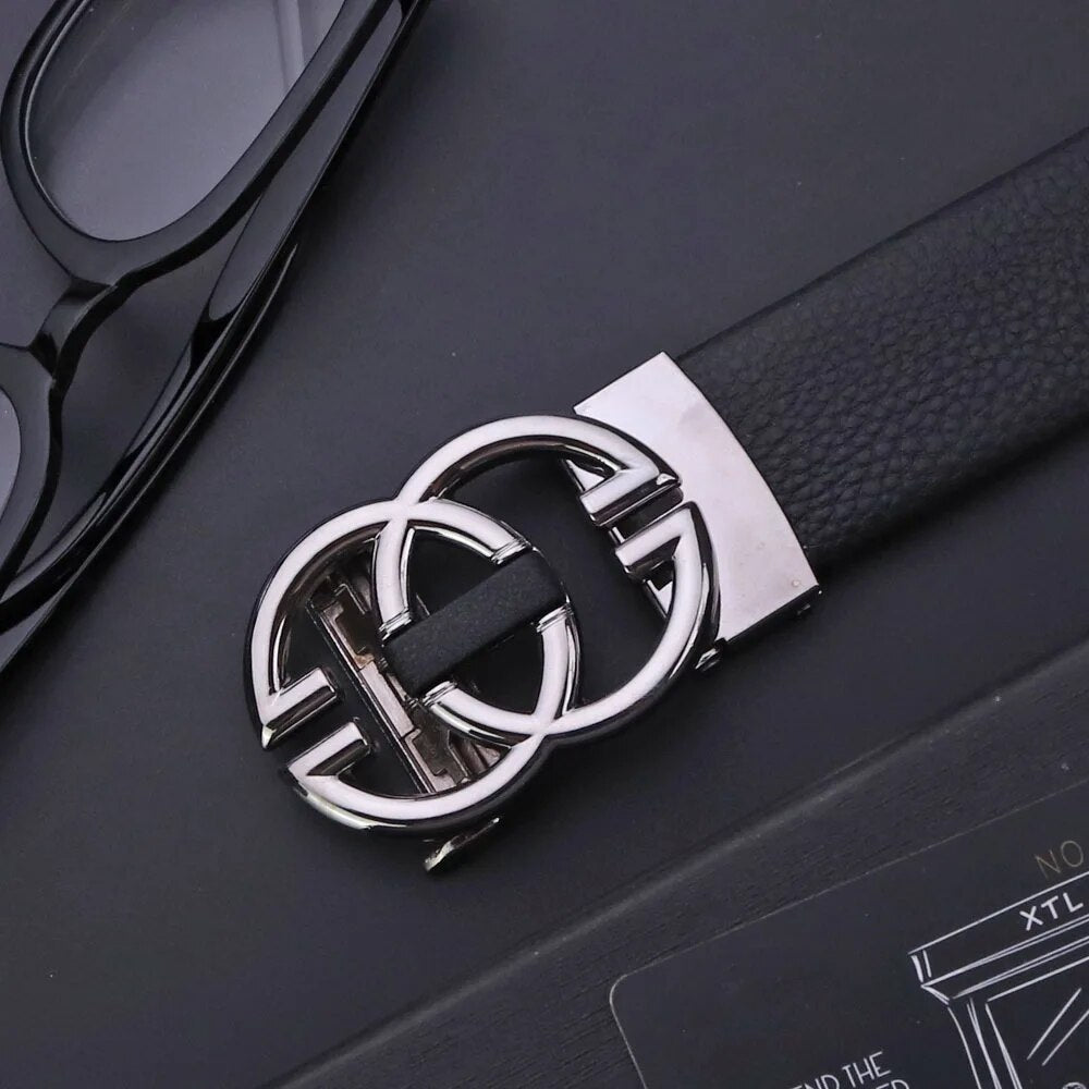 Jack Marc Men's Automatic Leather Business Vintage Designer Belt - JACKMARC.COM