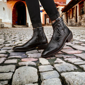 Jack Marc Men's Black Formal And Casual Retro Boots - JACKMARC.COM