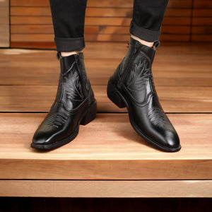 Jack Marc Men's Black Formal And Casual Retro Boots - JACKMARC.COM