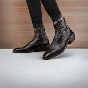 Jack Marc Men's Black Formal And Casual Retro Boots - JACKMARC.COM