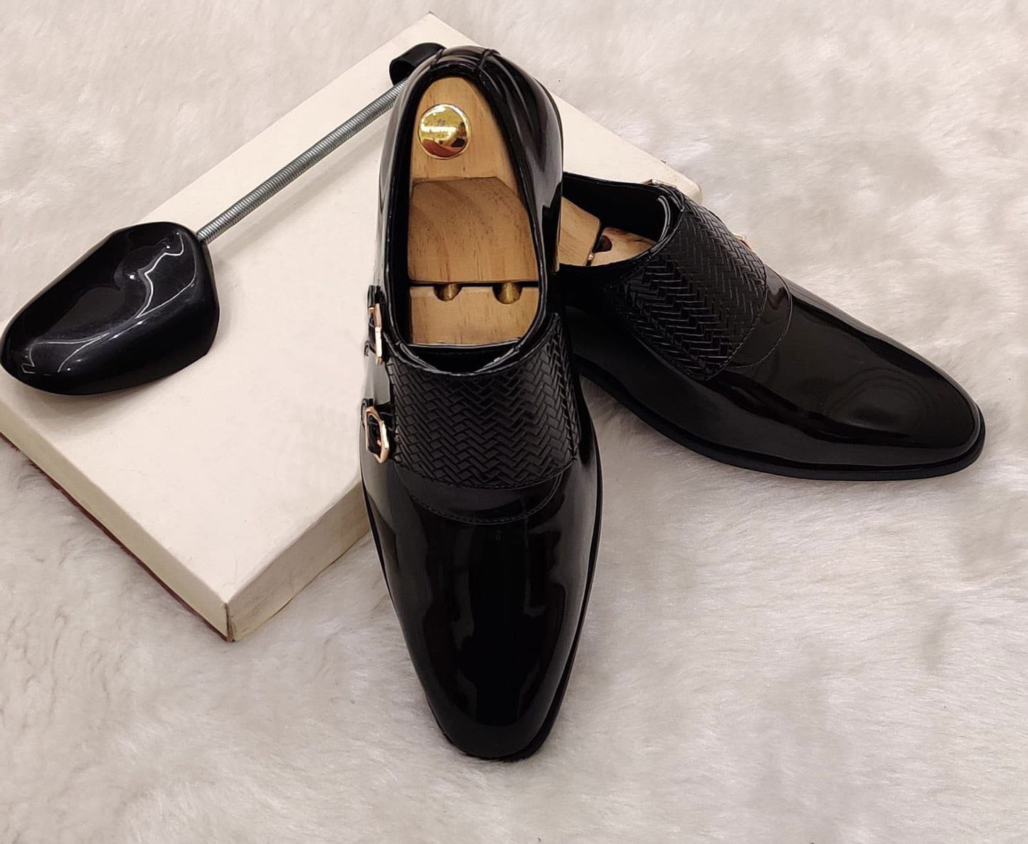 Jack Marc Monk Patent Faux Leather Shoes - JACKMARC.COM