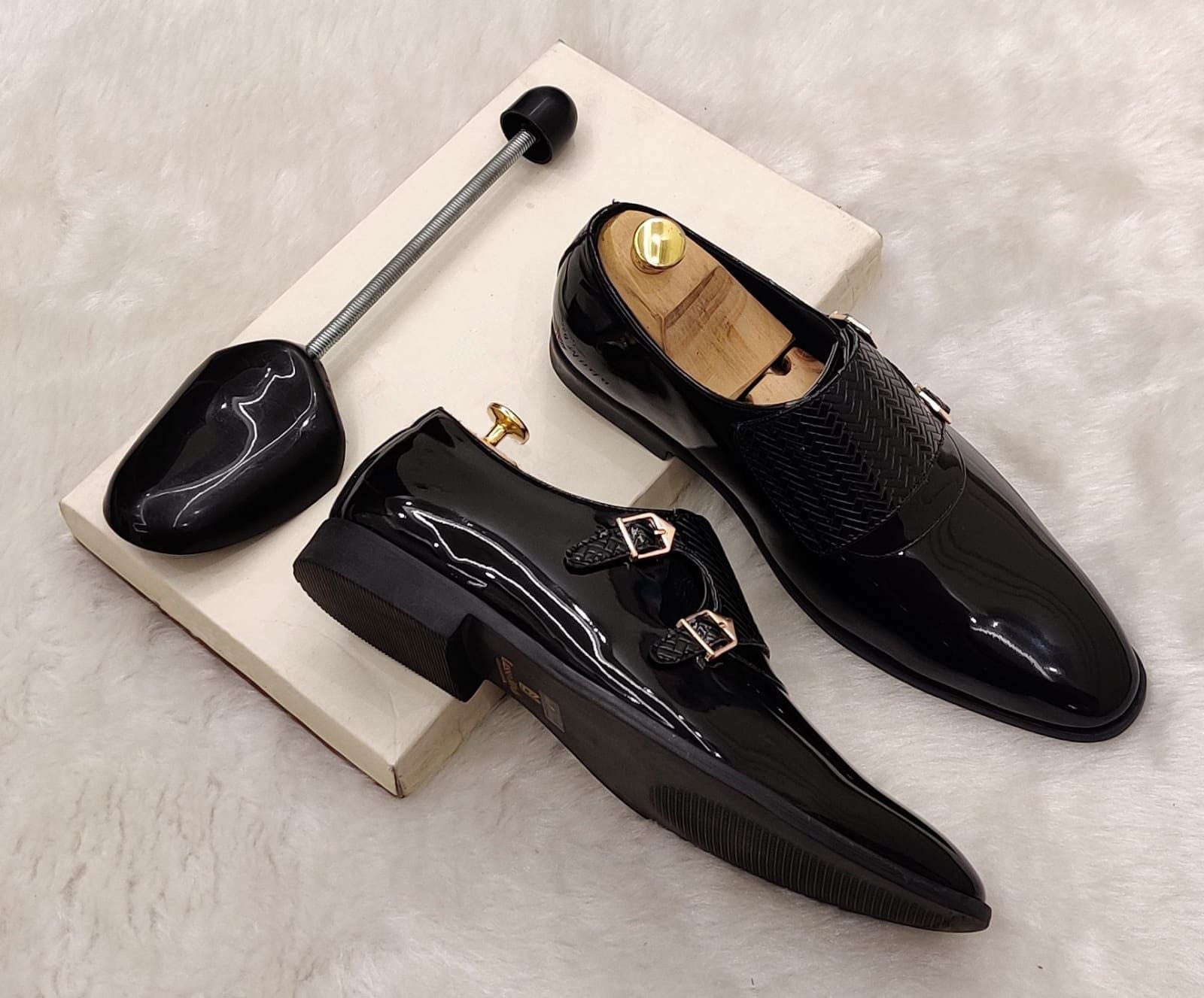 Jack Marc Monk Patent Faux Leather Shoes - JACKMARC.COM
