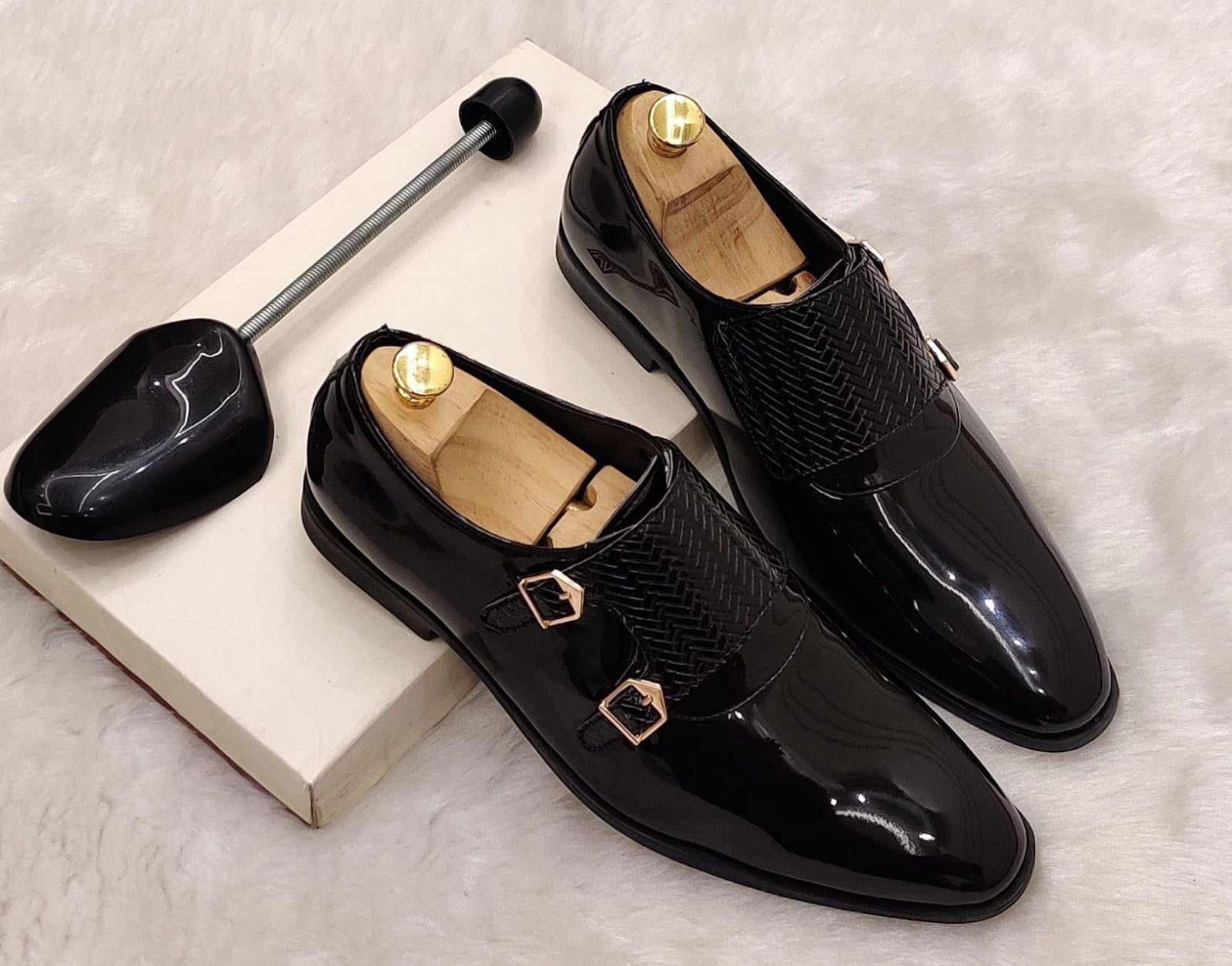 Jack Marc Monk Patent Faux Leather Shoes - JACKMARC.COM