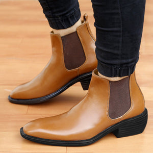 Jack Marc New European Style Tan High Ankle Chelsea Boot - JACKMARC.COM