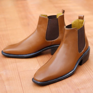 Jack Marc New European Style Tan High Ankle Chelsea Boot - JACKMARC.COM