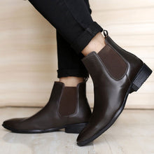 Load image into Gallery viewer, Jack Marc New Men&#39;s Vegan Leather Brown Chelsea Boots For All Seasons - JACKMARC.COM
