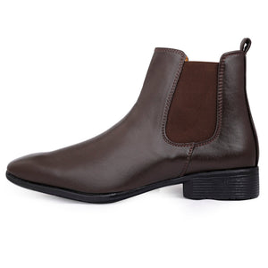 Jack Marc New Men's Vegan Leather Brown Chelsea Boots For All Seasons - JACKMARC.COM