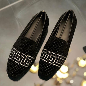 Jack Marc New Rhinestone Moccasins Black - JACKMARC.COM