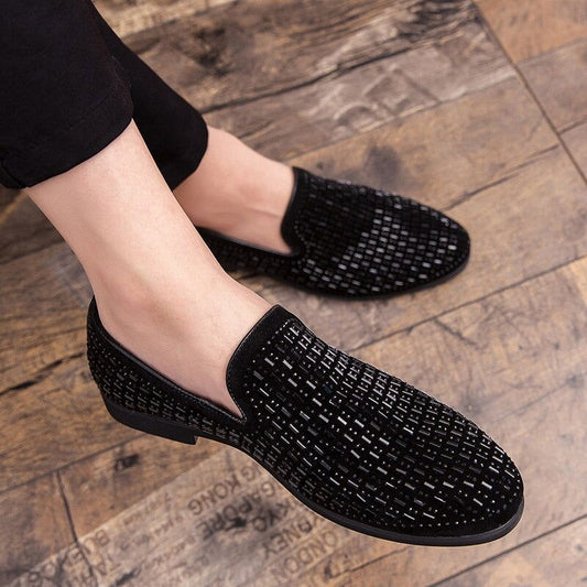 Jack Marc New Velvet Crystal Luxury Moccasins - JACKMARC.COM