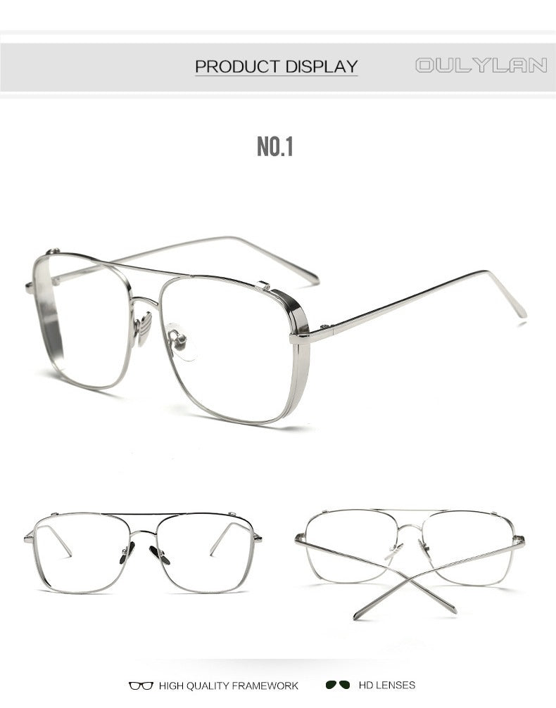 Jack Marc Optical Alloy Oversized Blue Block Eyeglasses - JACKMARC.COM
