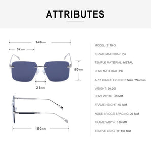 Jack Marc Oversize Square Rimless Fashion Sunglasses - JACKMARC.COM