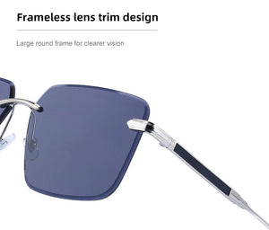 Jack Marc Oversize Square Rimless Fashion Sunglasses - JACKMARC.COM