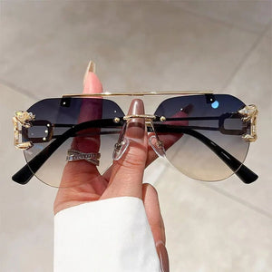 Jack Marc Rimless Pilot Vintage Fashion Sunglasses - JACKMARC.COM