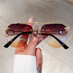 Jack Marc Rimless Pilot Vintage Fashion Sunglasses - JACKMARC.COM