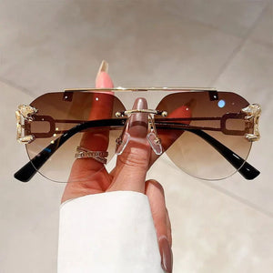 Jack Marc Rimless Pilot Vintage Fashion Sunglasses - JACKMARC.COM