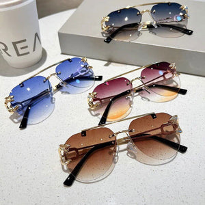 Jack Marc Rimless Pilot Vintage Fashion Sunglasses - JACKMARC.COM