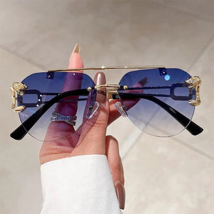 Jack Marc Rimless Pilot Vintage Fashion Sunglasses - JACKMARC.COM