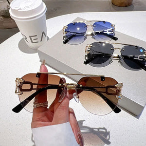 Jack Marc Rimless Pilot Vintage Fashion Sunglasses - JACKMARC.COM