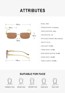 Jack Marc Rimless Rectangle Sunglasses Eyeglasses - JACKMARC.COM