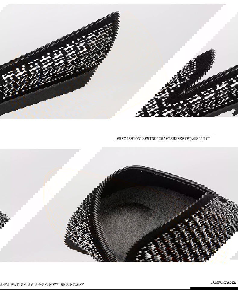 Jack Marc Shining Rhinestone Luxury Slip on Moccasins - JACKMARC.COM