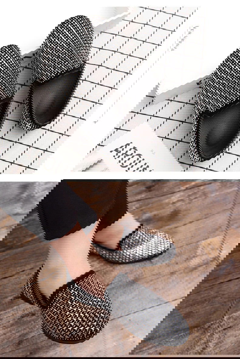 Jack Marc Shining Rhinestone Luxury Slip on Moccasins - JACKMARC.COM